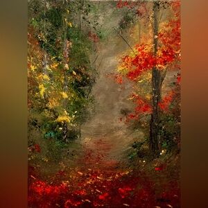 ORIGINAL ACRYLIC LANDSCAPE PAINTING SIZE 16 x 12 inch “crisp autumn day”